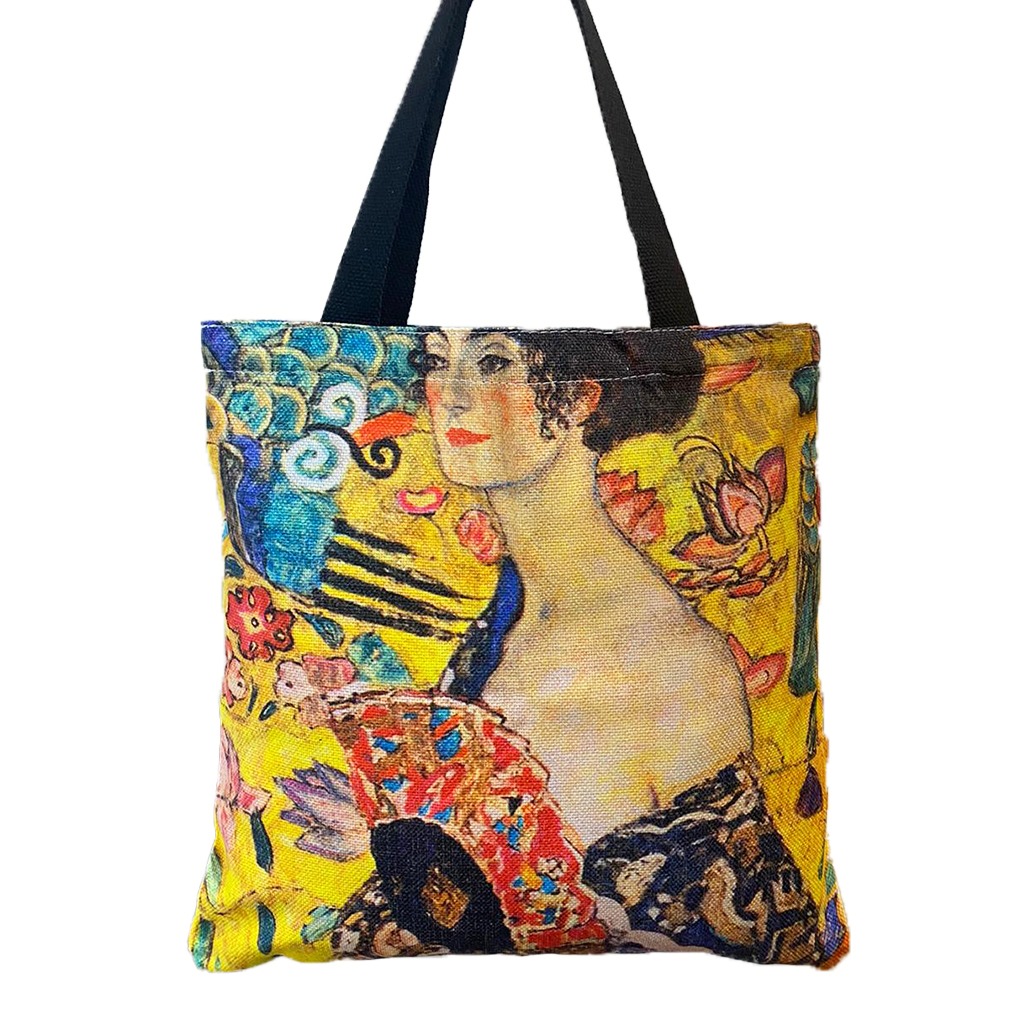 حقيبة لوحة امرأة مع مروحة - غوستاف كليمت