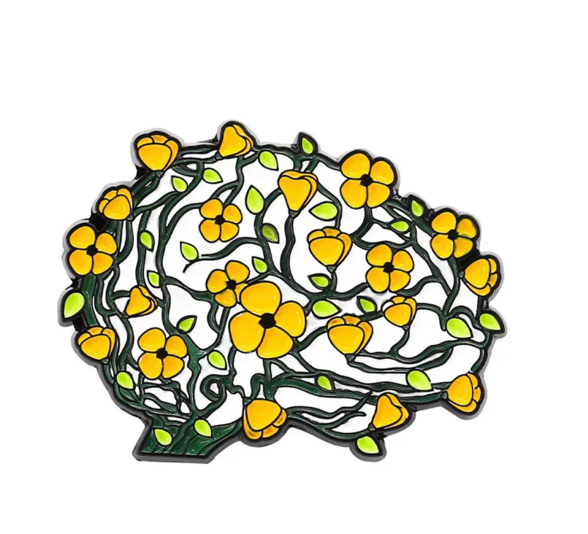 بروش - مخ وأزهار صفراء